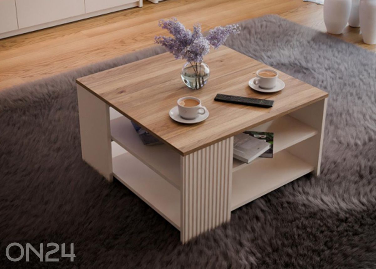 Sohvapöytä Oak Squere 80x80 cm kuvasuurennos