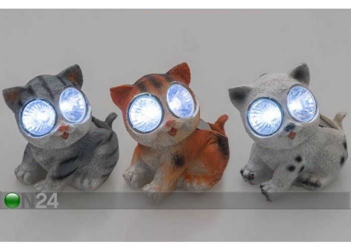Solar valaisin Tarmo kissa harmaa kuvasuurennos