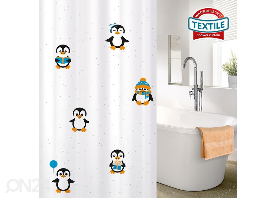 Suihkuverho Tatkraft Funny Penguins kuvasuurennos