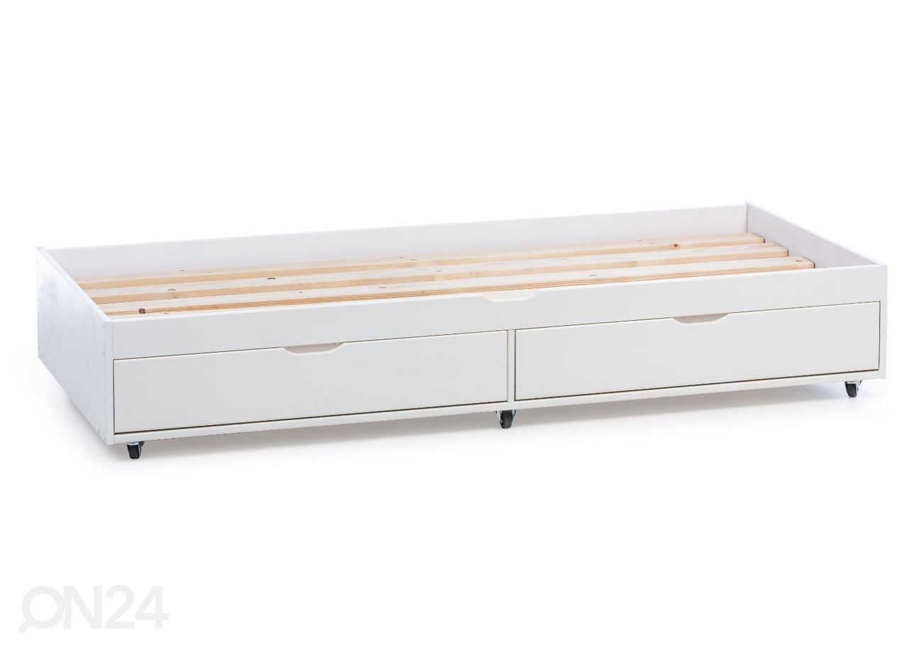 Suwem massiivipuusänky Fantazy 90x200 cm varasängyllä, turvalaidoilla ja laatikoilla kuvasuurennos