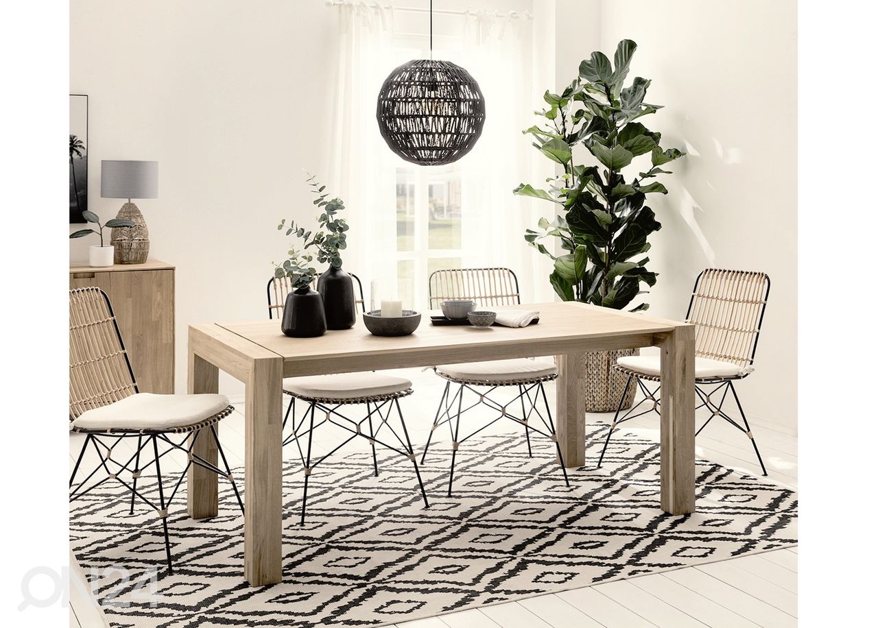 Tammi jatkettava ruokapöytä Zak 180-220x90 cm, valkoinen öljy kuvasuurennos