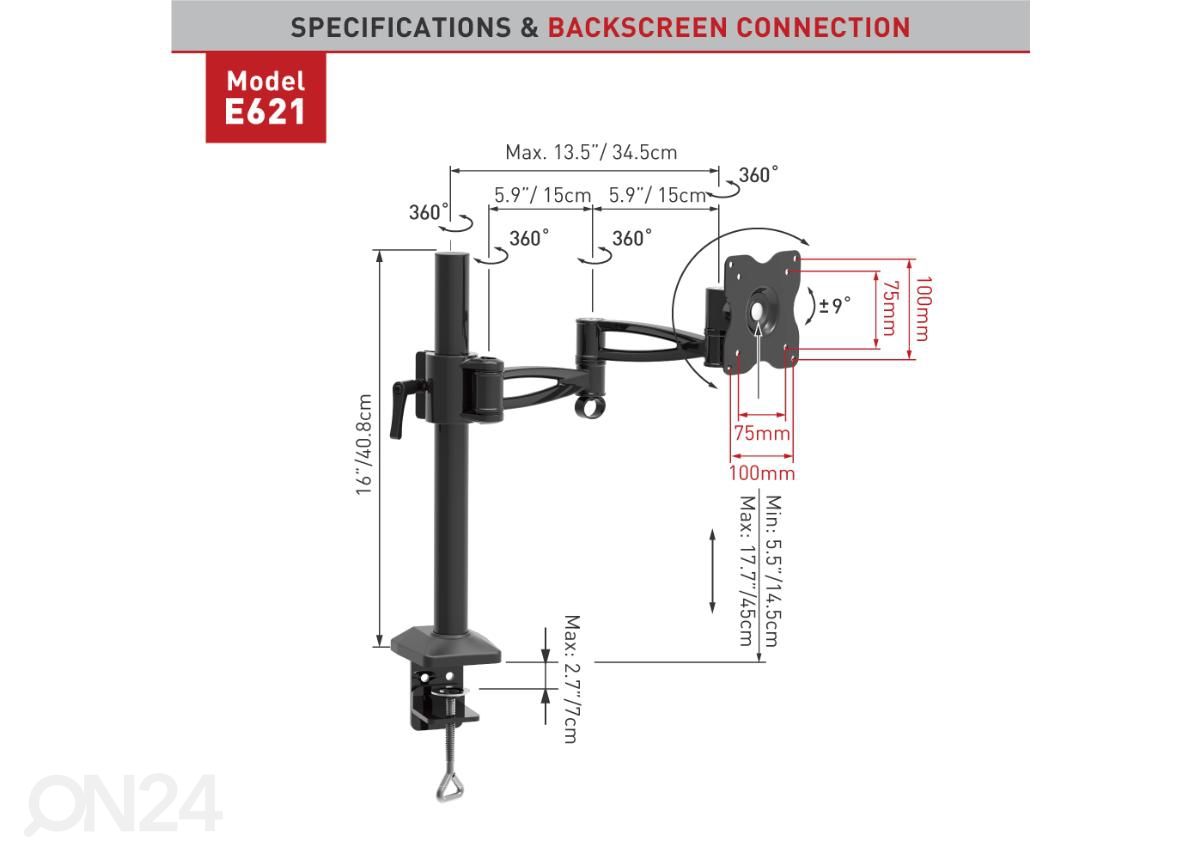 Television pöytäteline Barkan E621.B 13"- 29" kuvasuurennos
