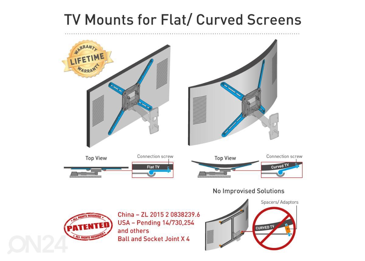 Television seinäteline Barkan 4800.B 32"- 90" kuvasuurennos