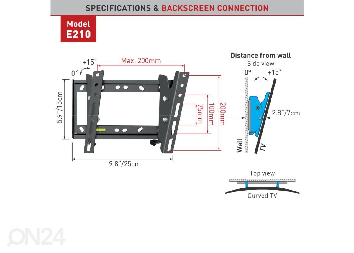 Television seinäteline Barkan E210.B 26"- 43" kuvasuurennos