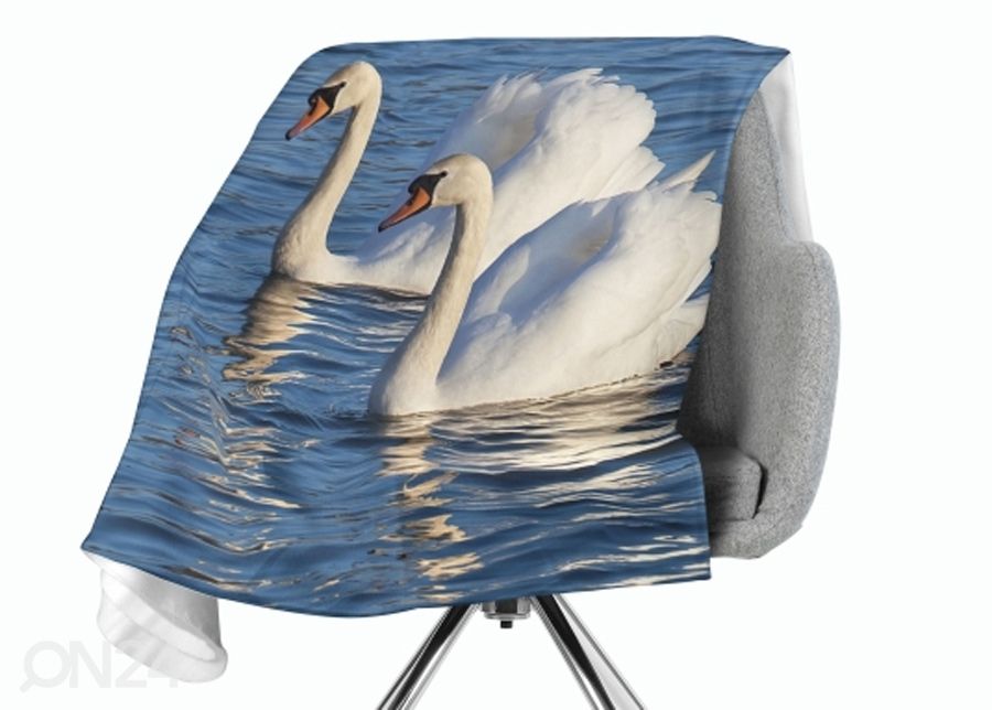 Torkkupeitto White Swans 130x150 cm kuvasuurennos