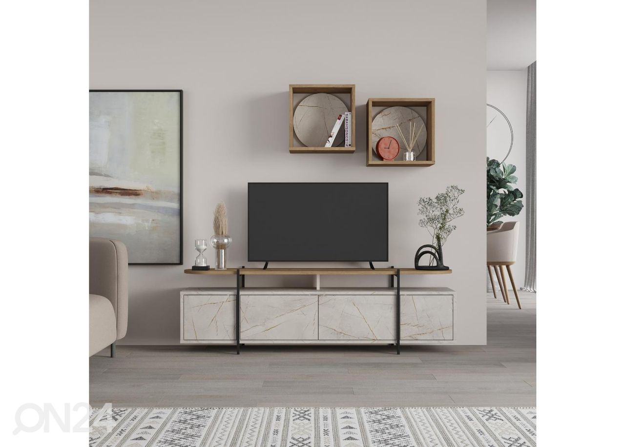 TV-taso + 2 seinähyllyä kuvasuurennos