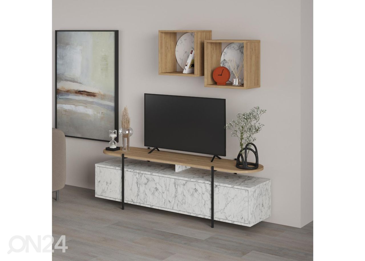 TV-taso + 2 seinähyllyä kuvasuurennos