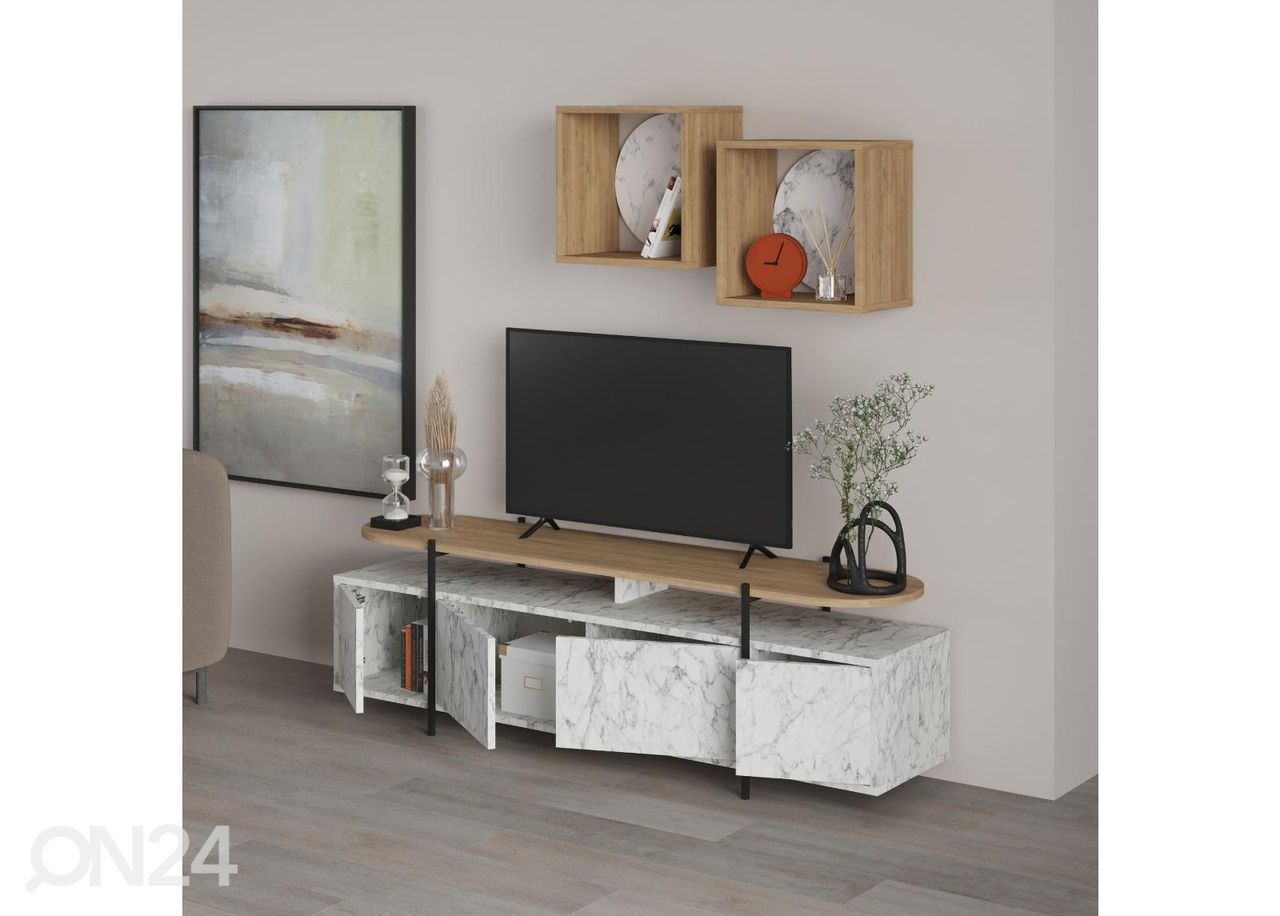TV-taso + 2 seinähyllyä kuvasuurennos