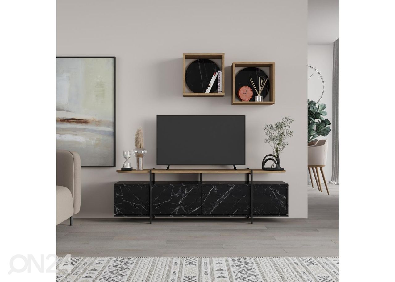TV-taso + 2 seinähyllyä kuvasuurennos