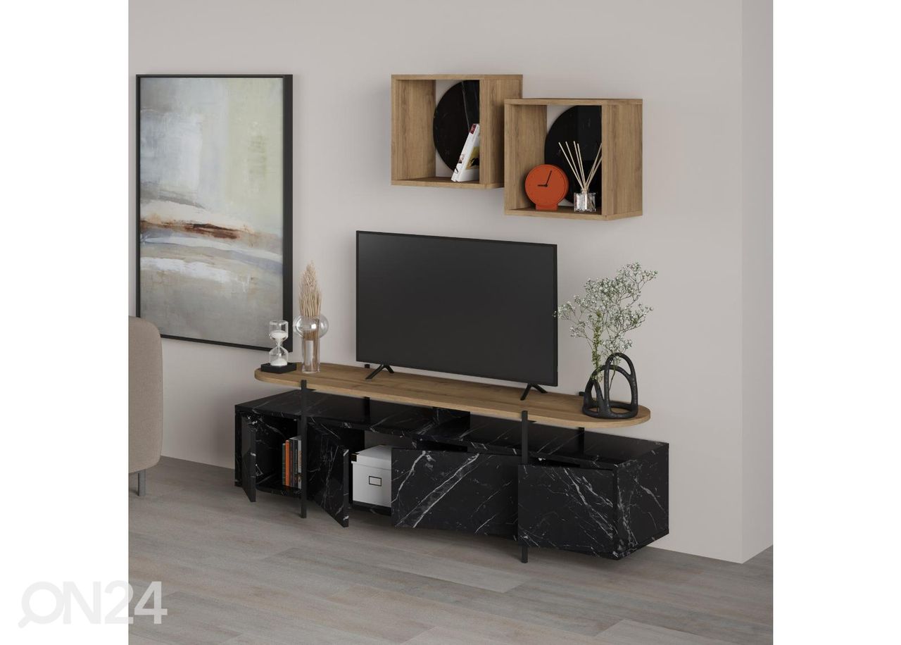 TV-taso + 2 seinähyllyä kuvasuurennos