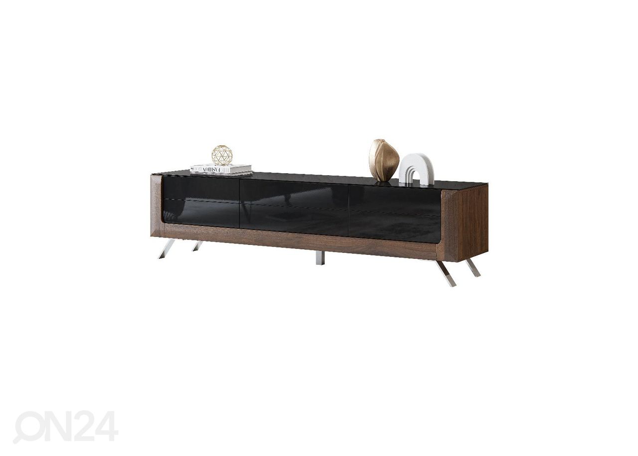 TV-taso Cassandra 199 cm, pähkinä/kiiltävä musta kuvasuurennos