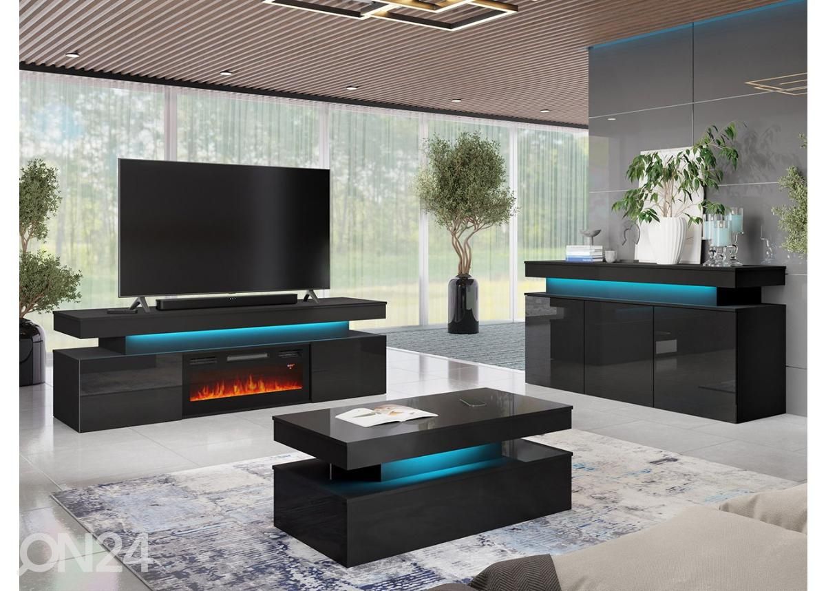 TV-taso Glossa 190 cm + sähkötakka + LED kuvasuurennos