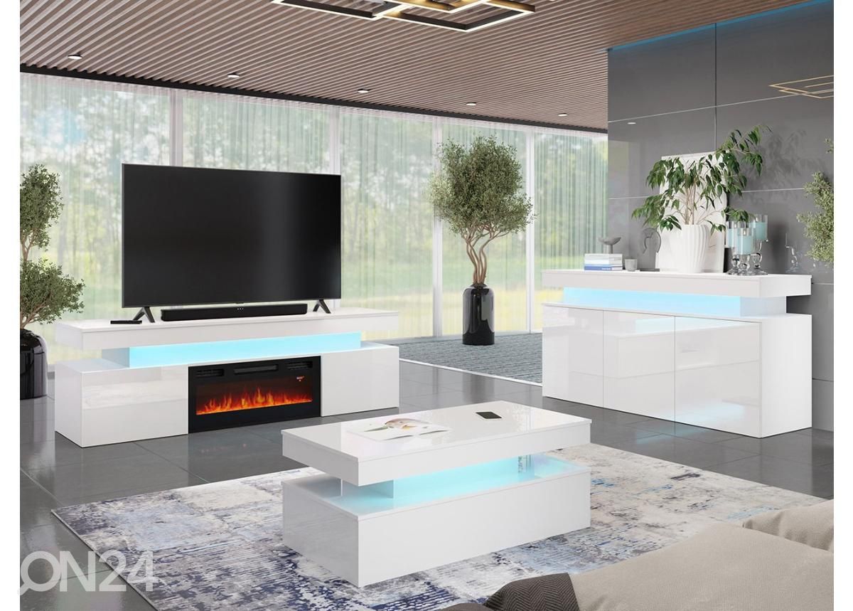 TV-taso Glossa 190 cm + sähkötakka + LED kuvasuurennos