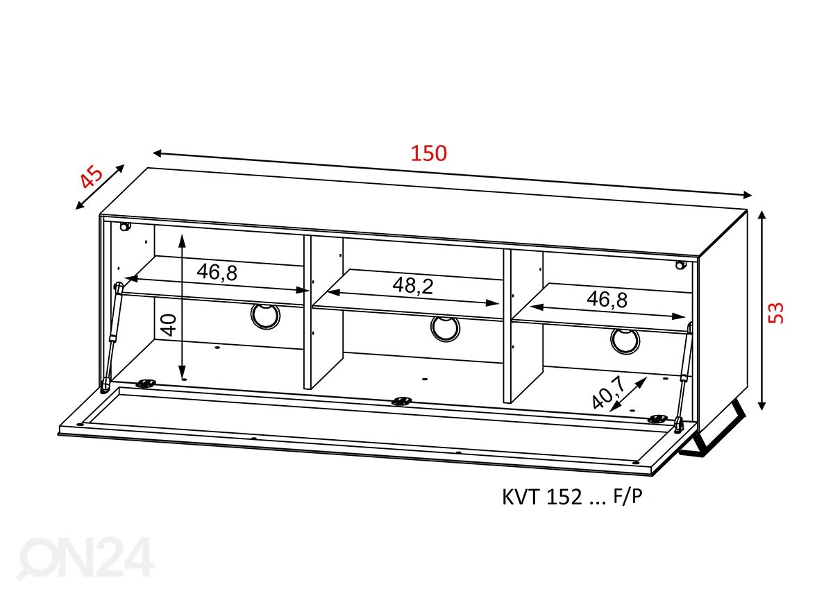 TV-taso jaloilla Venti 150 cm kuvasuurennos
