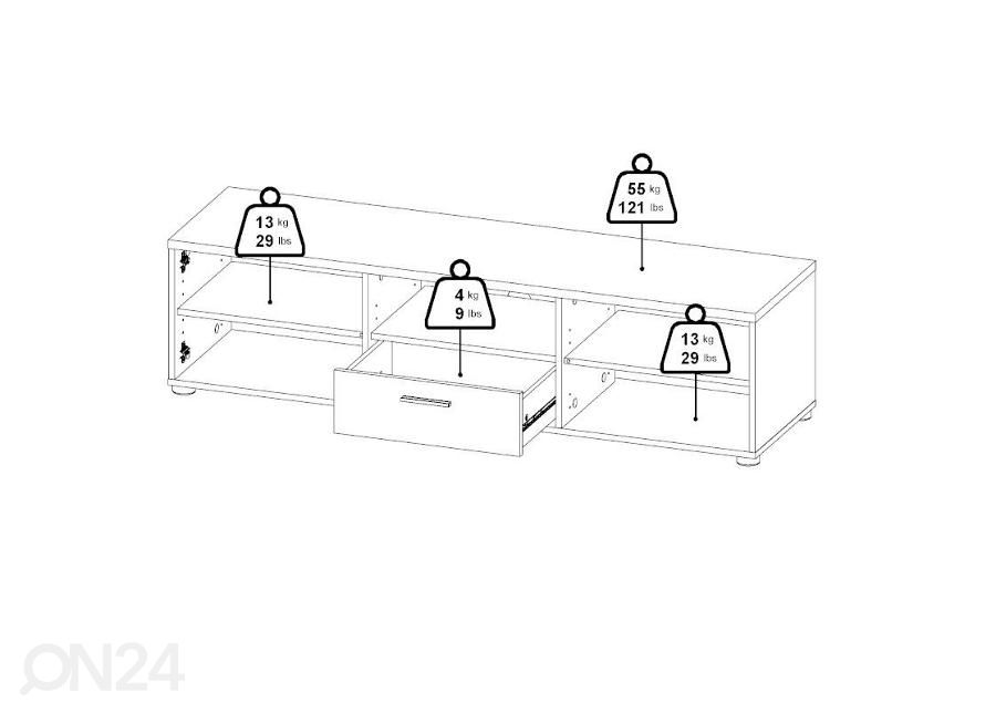 TV-taso Media 147 cm, valkoinen kuvasuurennos