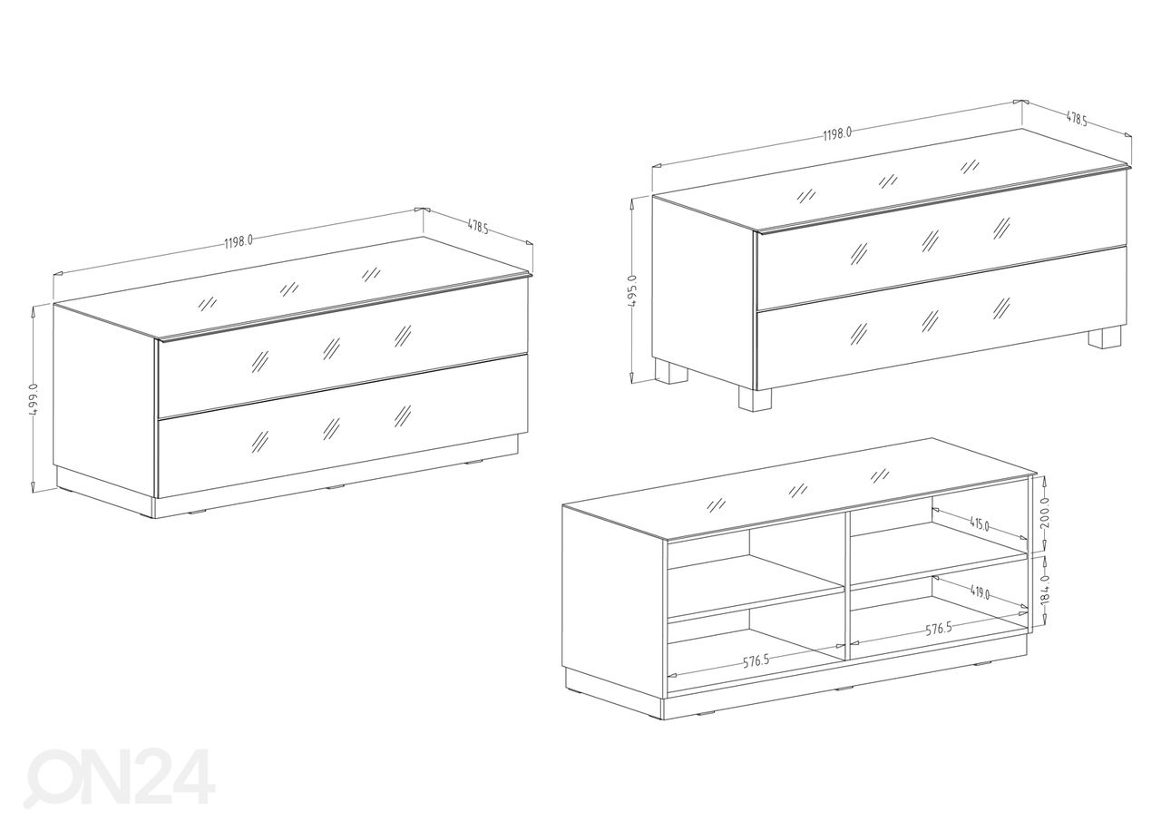 TV-taso, musta 120 cm kuvasuurennos