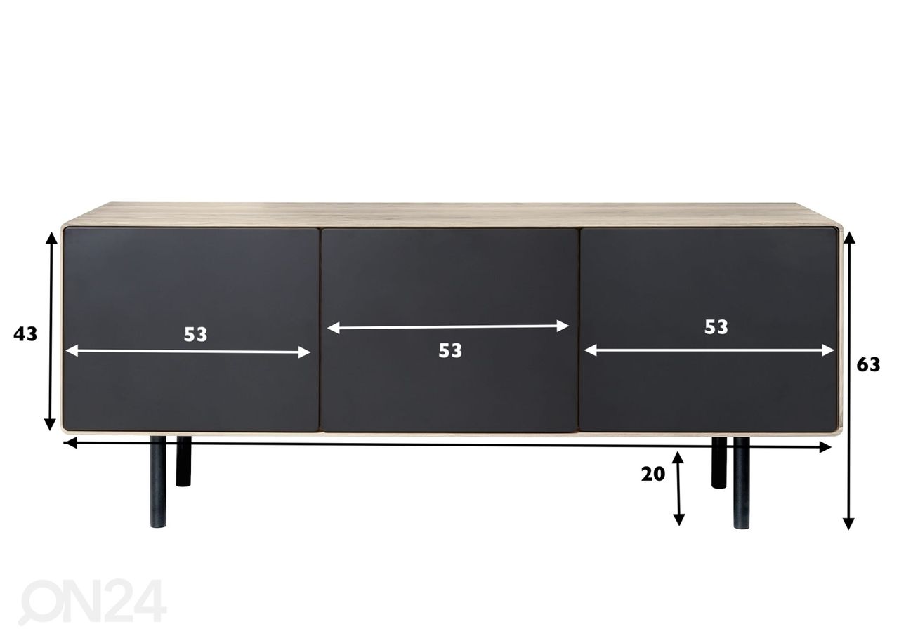 TV-taso Tokyo 160 cm, valkoinen öljy kuvasuurennos