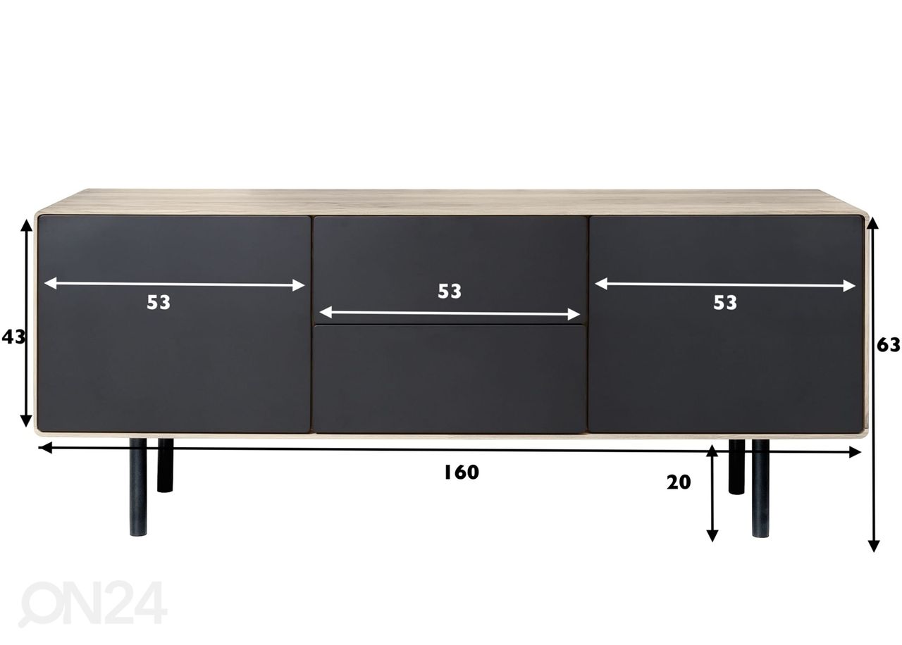 TV-taso Tokyo 160 cm, valkoinen öljy kuvasuurennos