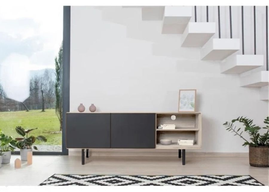 TV-taso Tokyo 160 cm, valkoinen öljy kuvasuurennos