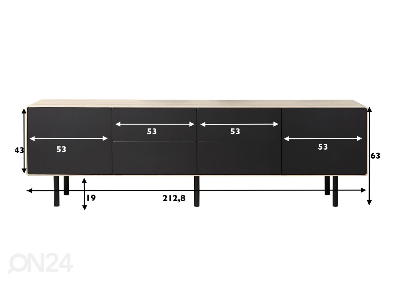 TV-taso Tokyo 213 cm, valkoinen öljy kuvasuurennos
