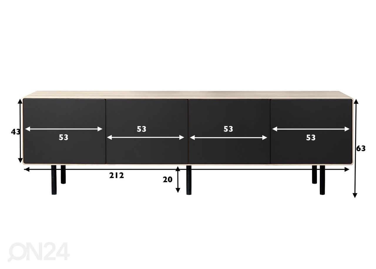 TV-taso Tokyo 213 cm, valkoinen öljy kuvasuurennos