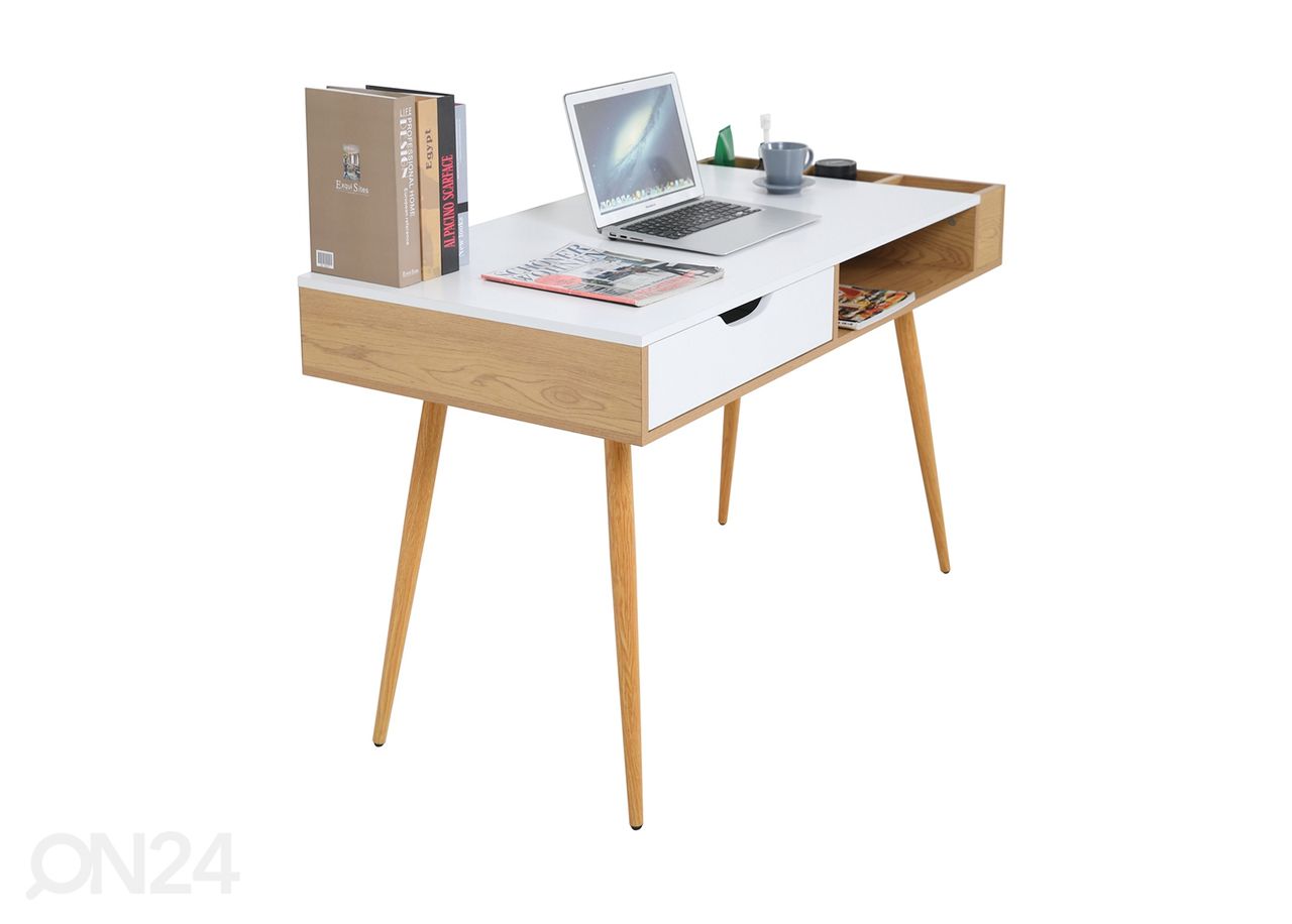 Työpöytä 60x120 cm, valkoinen/ luonnonväri kuvasuurennos