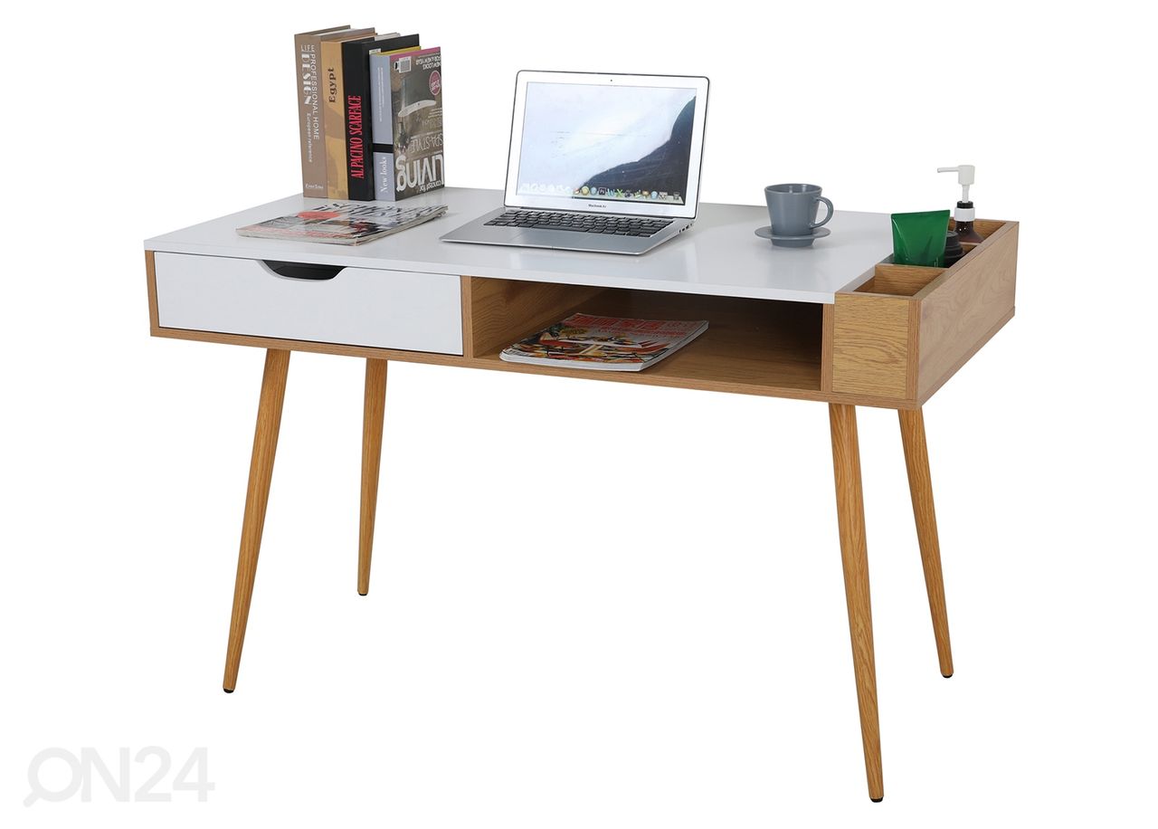 Työpöytä 60x120 cm, valkoinen/ luonnonväri kuvasuurennos