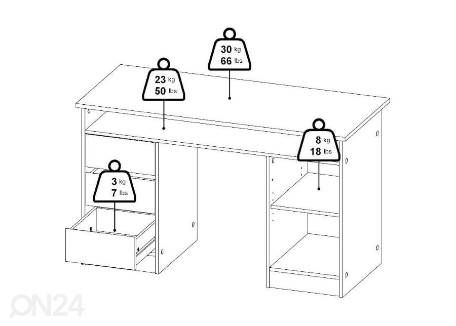 Työpöytä Function 126 cm kuvasuurennos
