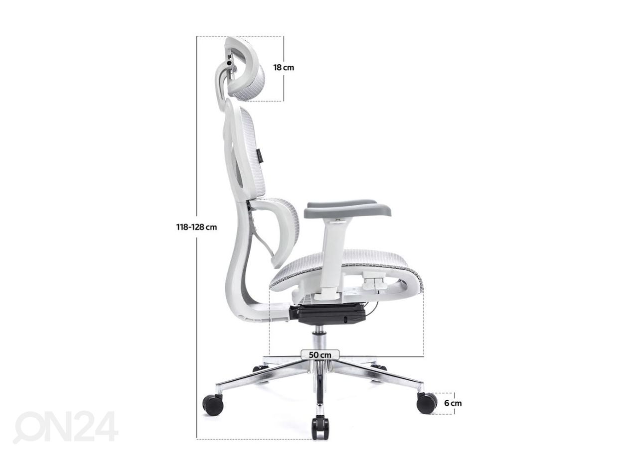 Työtuoli Control Pro White kuvasuurennos mitat