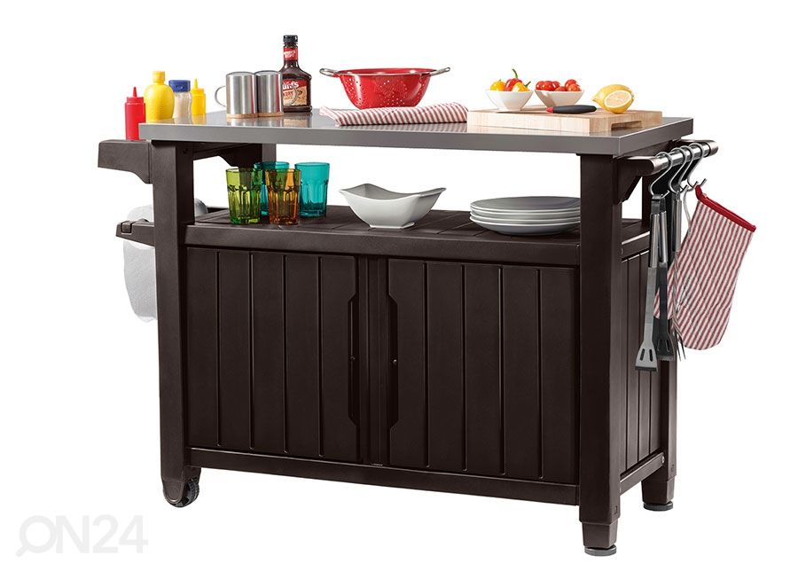 Ulkokeittiön työpöytä Keter Unity XL 52x134 cm, ruskea kuvasuurennos