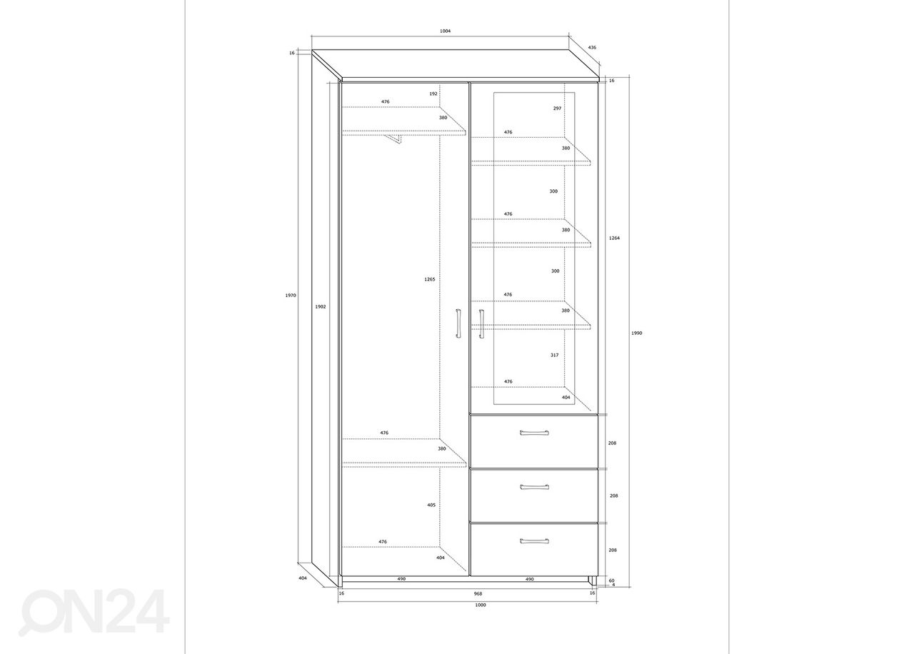 Vaatekaappi 100x44 cm kuvasuurennos