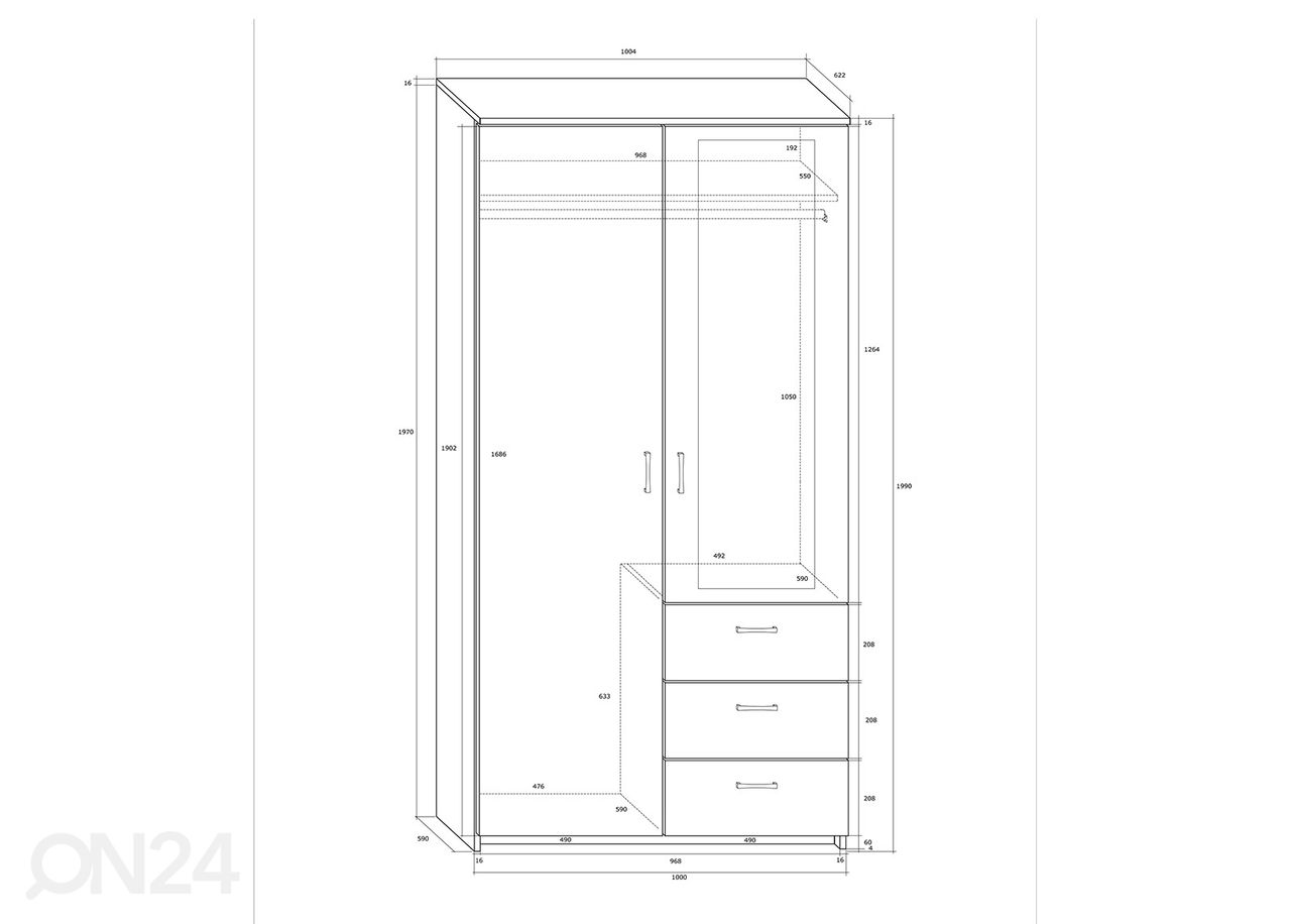 Vaatekaappi 100x62 cm kuvasuurennos
