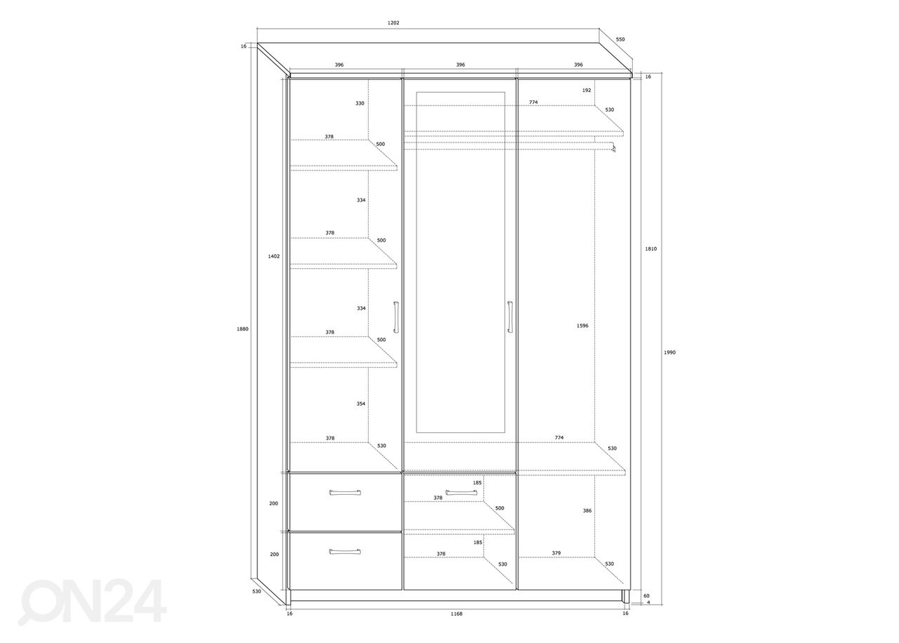 Vaatekaappi 120 cm kuvasuurennos