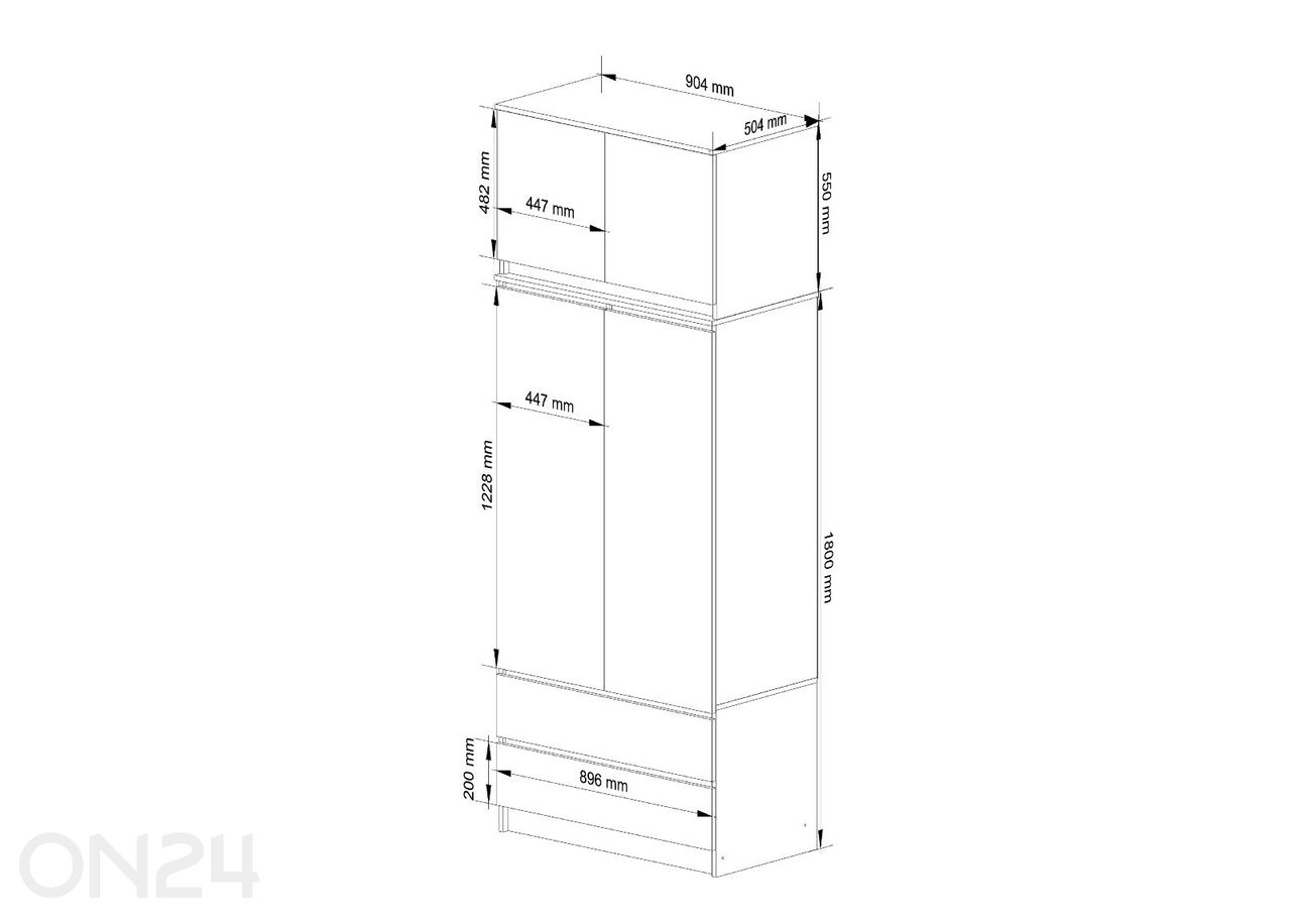 Vaatekaappi 90 cm, leppä kuvasuurennos