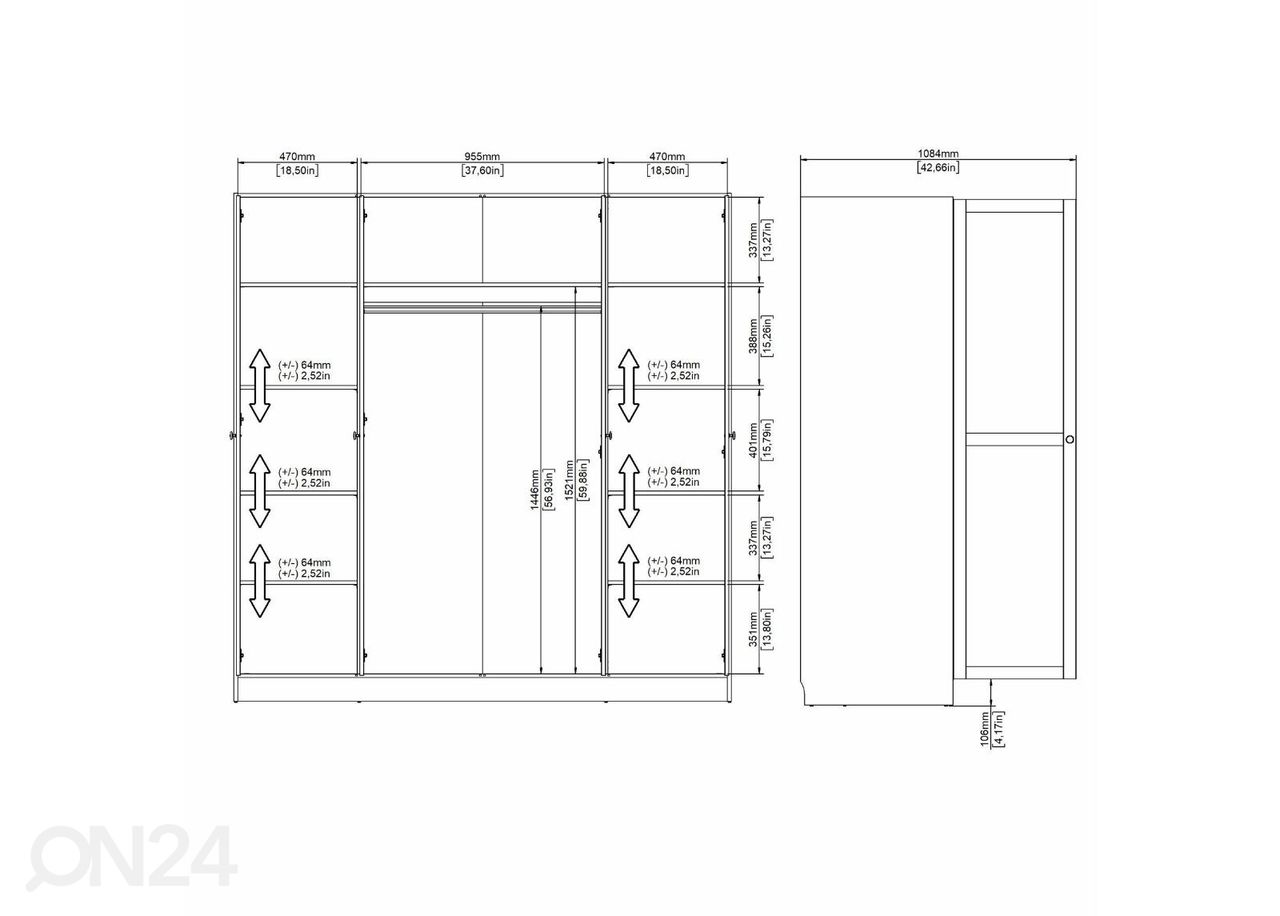 Vaatekaappi Billund 4, 195 cm valkoinen kuvasuurennos
