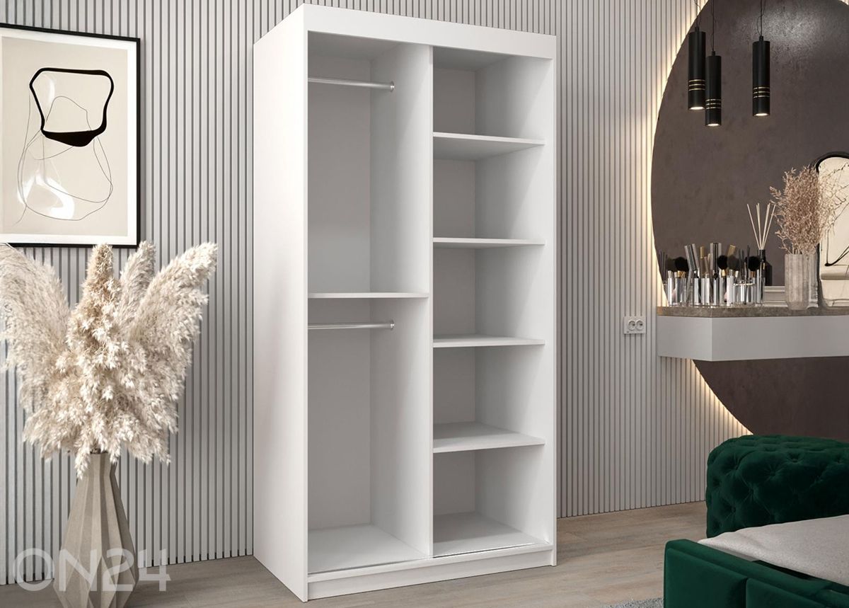 Vaatekaappi Flutes 100 cm + LED kuvasuurennos