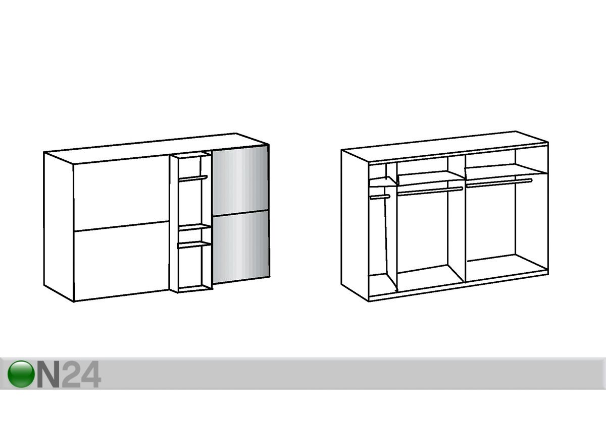 Vaatekaappi liukuovilla BOSTON 250 cm kuvasuurennos