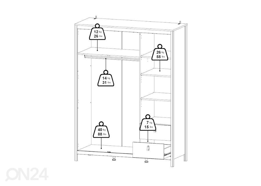 Vaatekaappi Madrid 150 cm kuvasuurennos