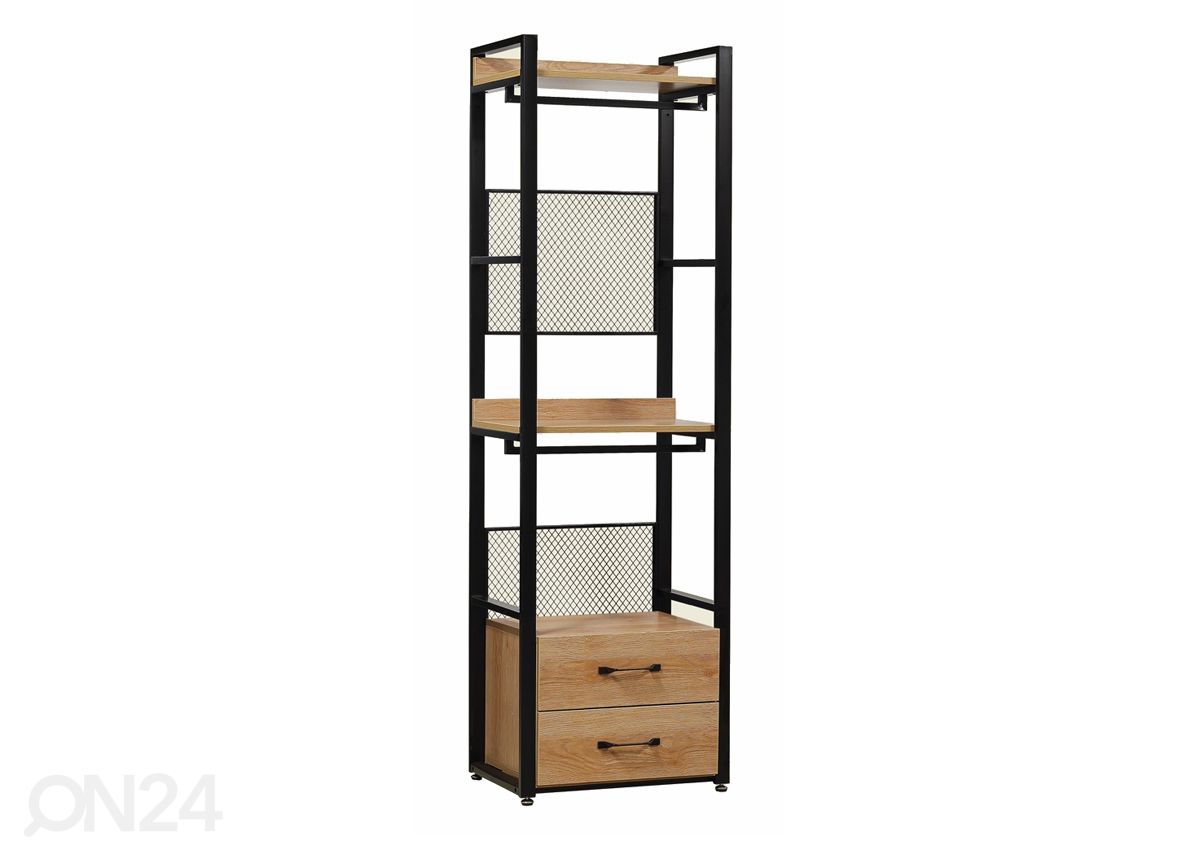 Vaatekaappijärjestelmä (2 hyllyä + 2 vaatetankoa + laatikosto) 60x200 cm kuvasuurennos