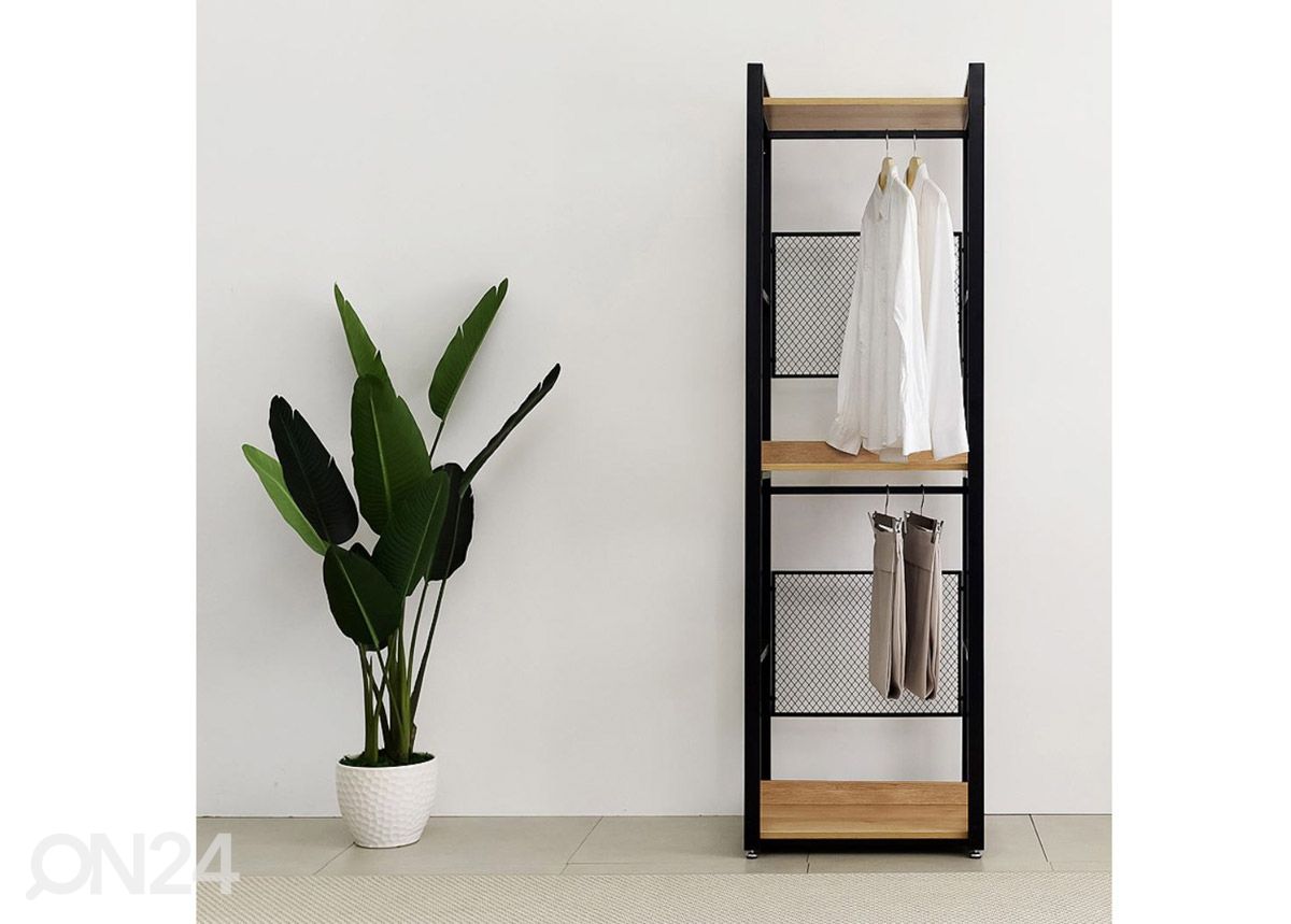 Vaatekaappijärjestelmä (3 hyllyä + 2 tankoa) 60x200 cm kuvasuurennos