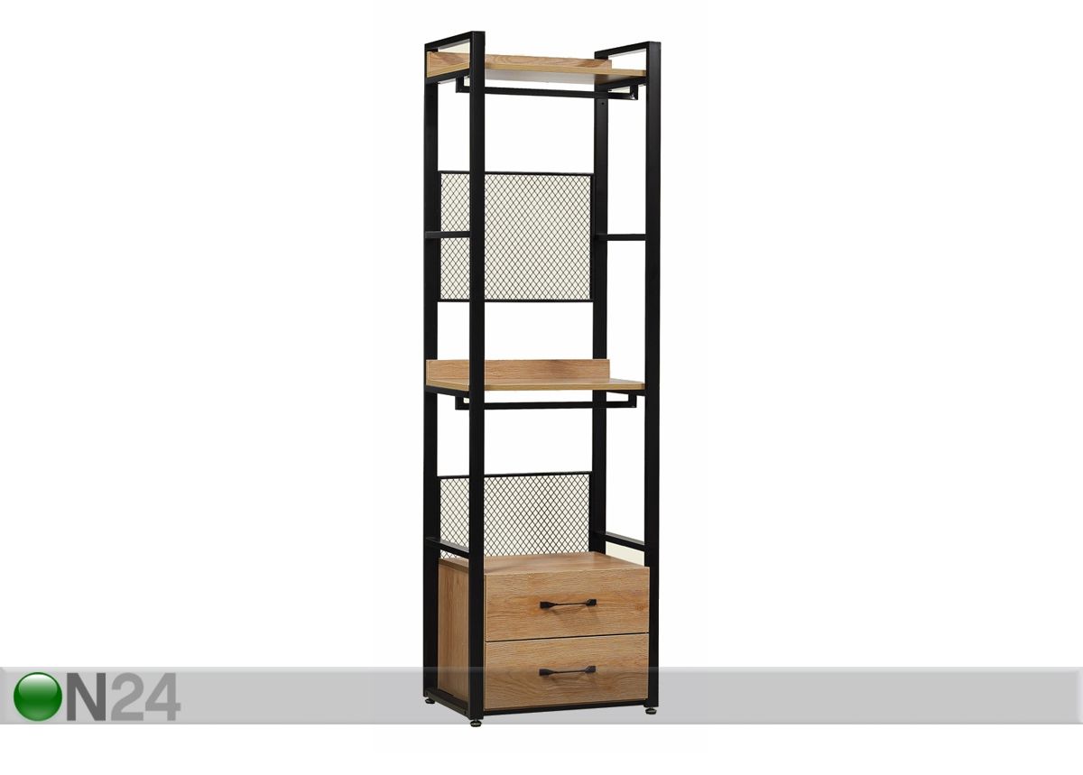 Vaatekaappijärjestelmä 60x200 cm (2 hyllyä + 2 tankoa + laatikosto) kuvasuurennos