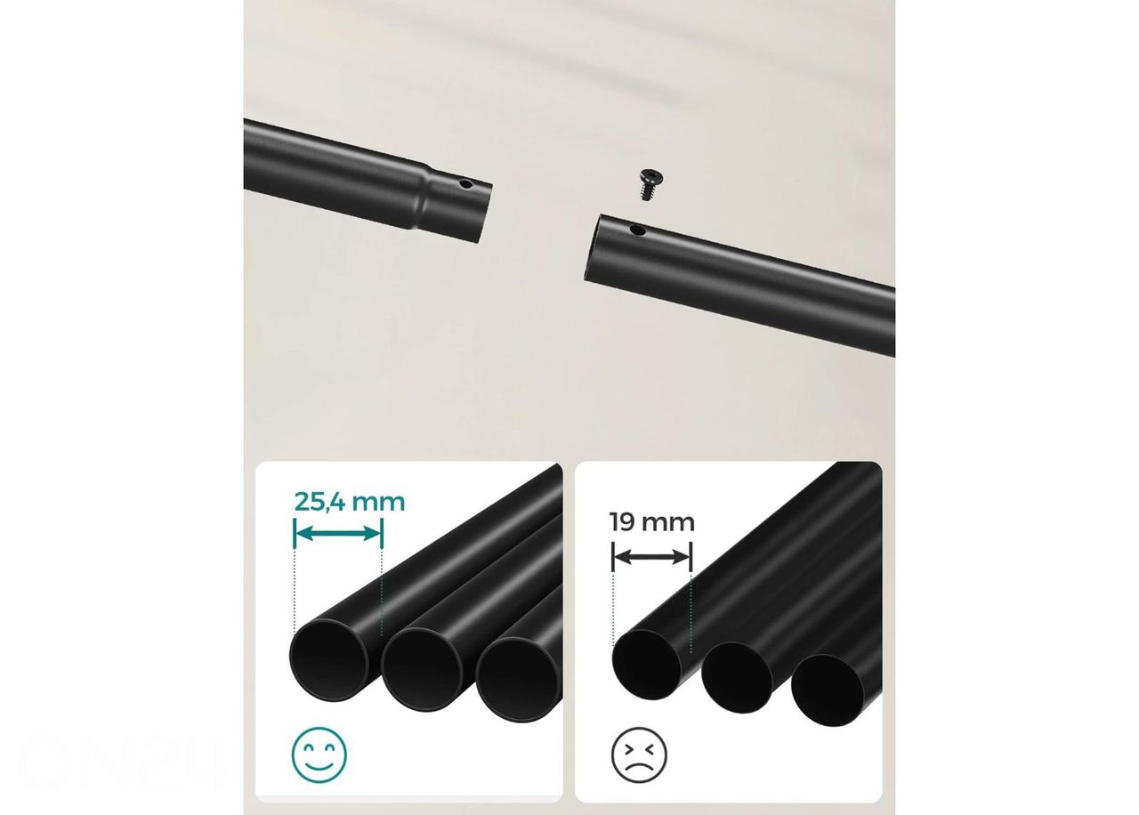 Vaaterekki pyörillä, musta kuvasuurennos