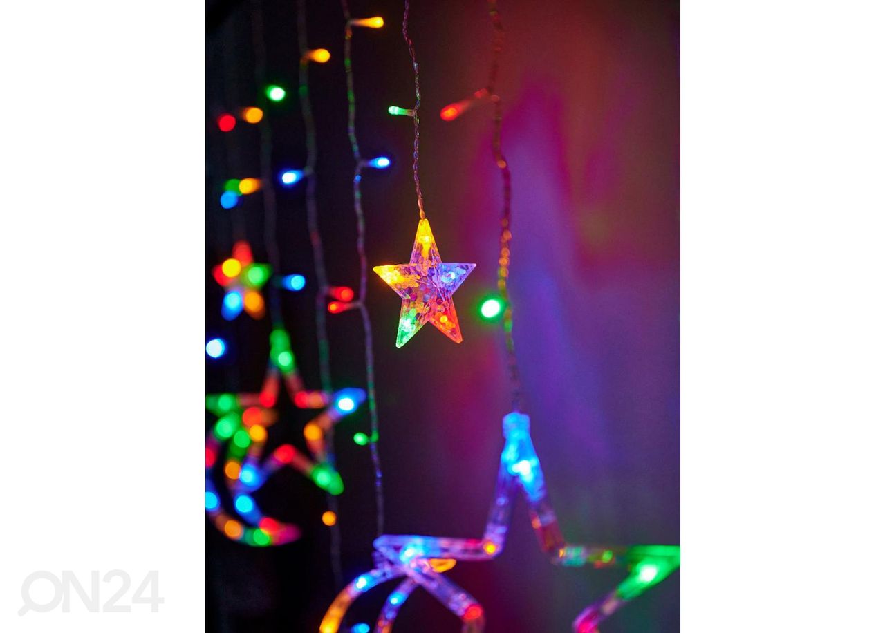 Valoverho Kuu ja Tähdet 2.5 m 138LED monivärinen kuvasuurennos