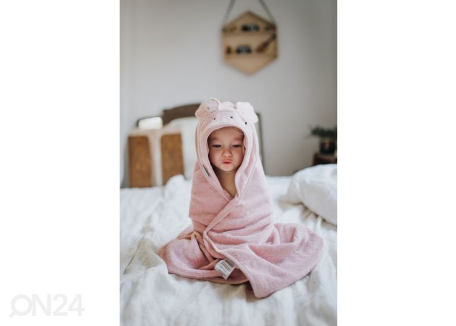 Vauvan bambu kylpypyyhe 85x85, puuteri roosa kuvasuurennos
