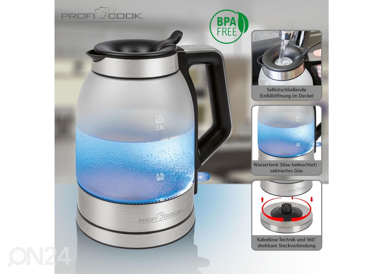 Vedenkeitin ProfiCook 1,7 L kuvasuurennos