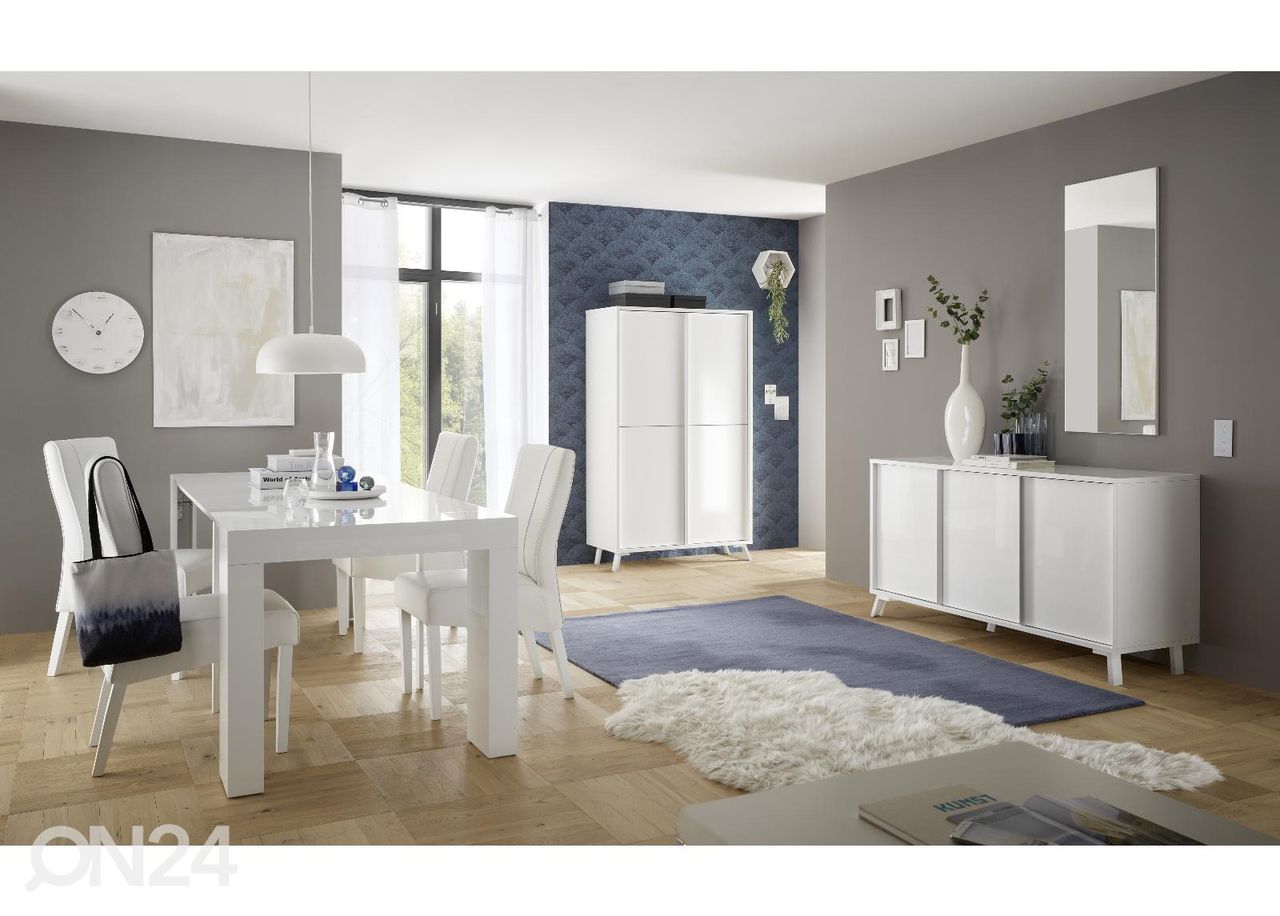 Vitriinikaappi City 104 cm, valkoinen korkeakiilto kuvasuurennos