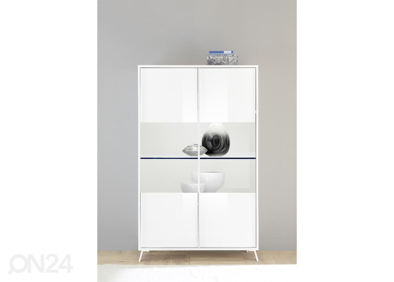 Vitriinikaappi City 104 cm, valkoinen korkeakiilto kuvasuurennos