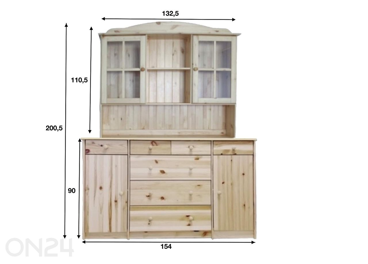 Vitriinikaappi, mänty kuvasuurennos