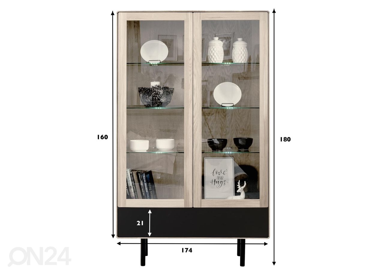 Vitriinikaappi Tokyo 107 cm, valkoinen öljy kuvasuurennos