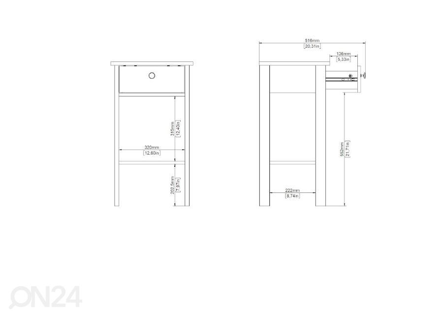 Yöpöytä Madrid 40 cm kuvasuurennos